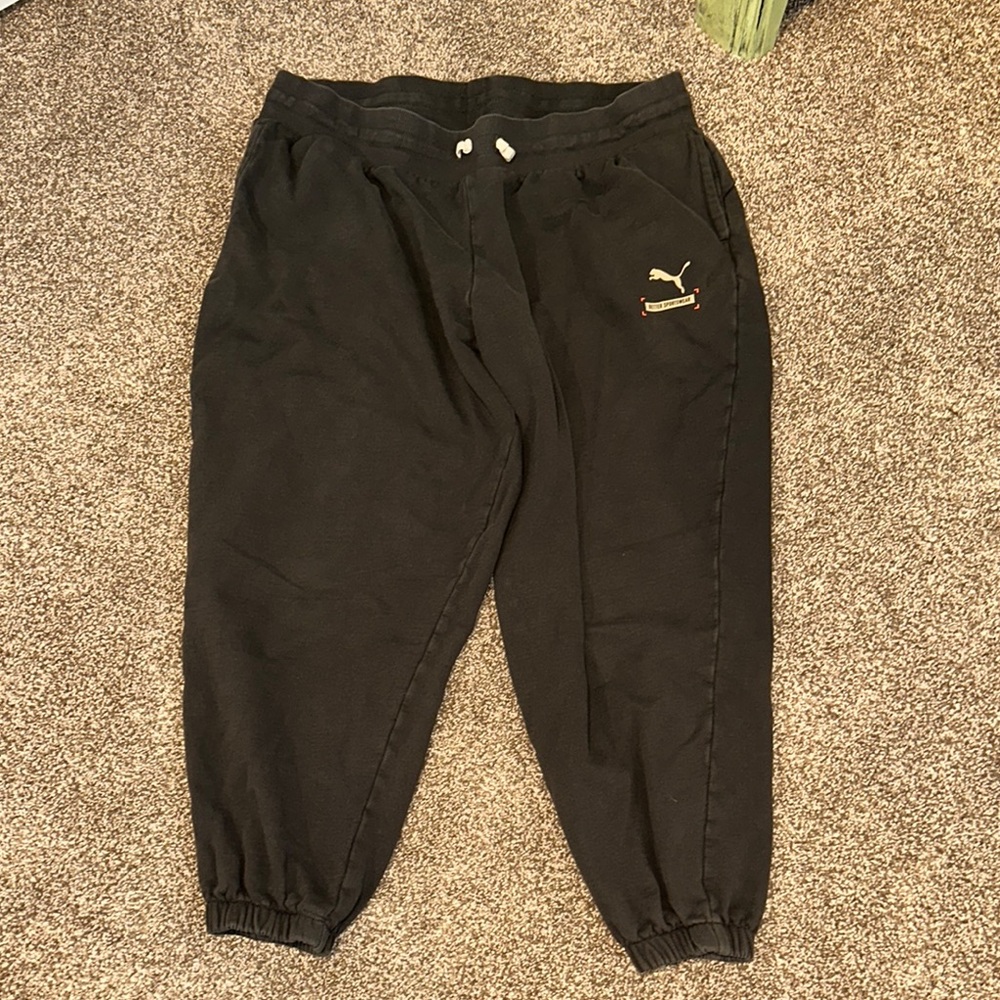Puma Black Sweatpants with Elastic Cuffs